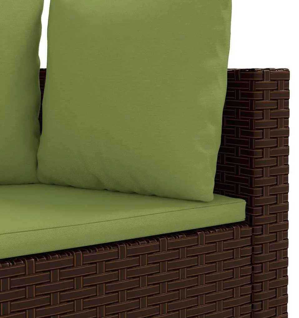 5 pcs conjunto sofás p/ jardim c/ almofadões vime PE castanho