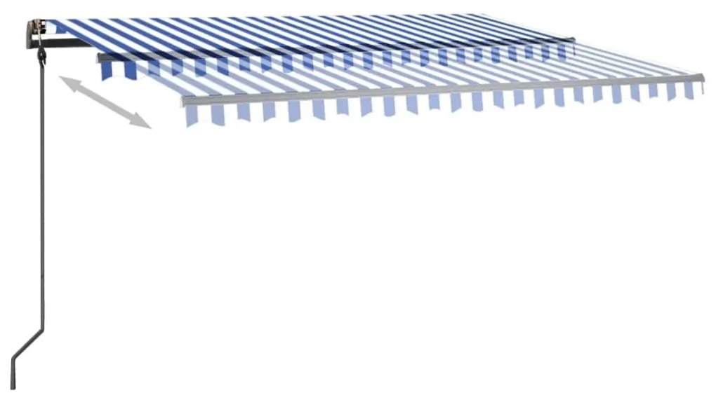 Toldo automático c/ LED e sensor de vento 4x3 m azul e branco