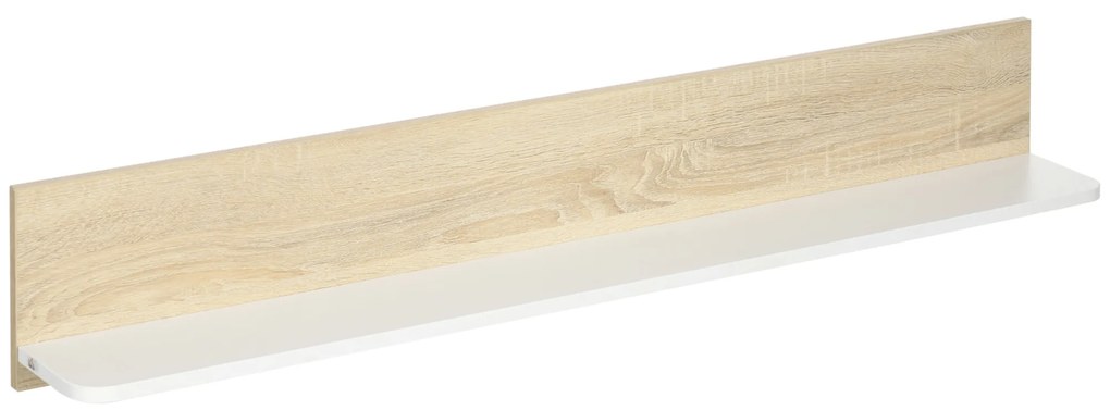 HOMCOM Estante de Parede Estante Flutuante de Madeira para Sala de Estar Dormitório Cozinha 120x15x20cm Carvalho e Branco