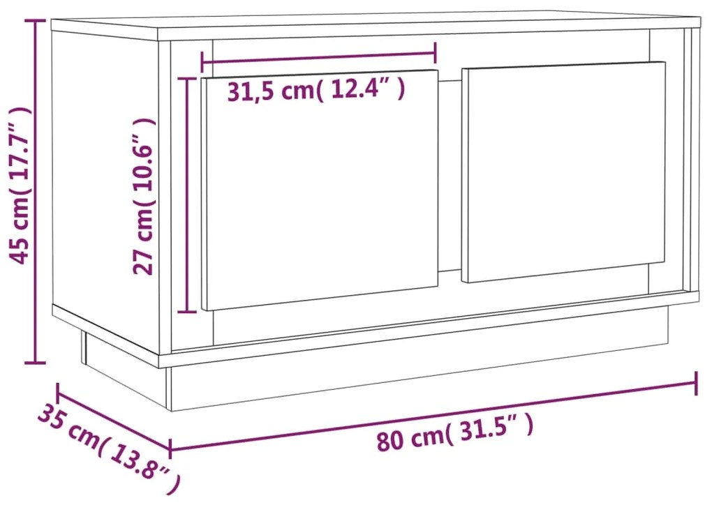 Móvel de TV 80x35x45 cm derivados de madeira branco