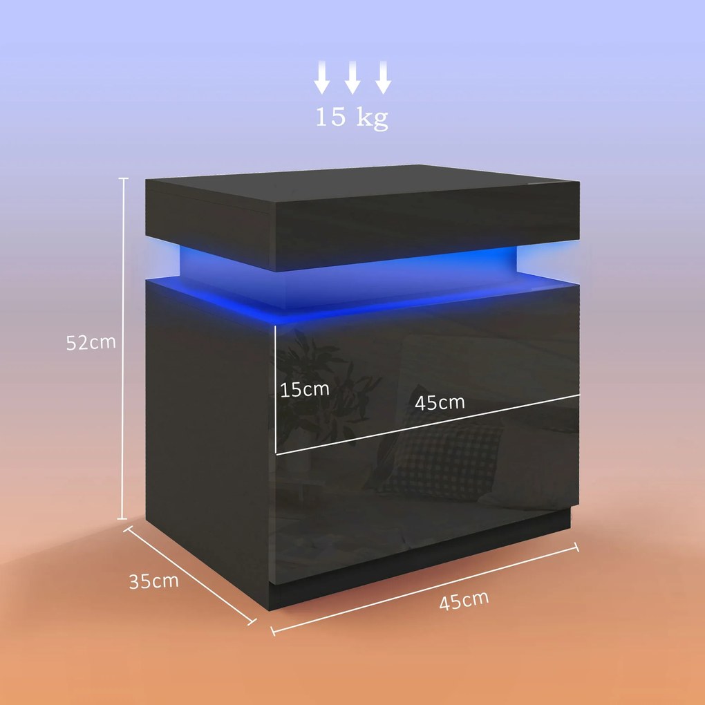 Mesa de Cabeceira com Luz LED Mesa de Cabeceira com Painel de Alto Bri