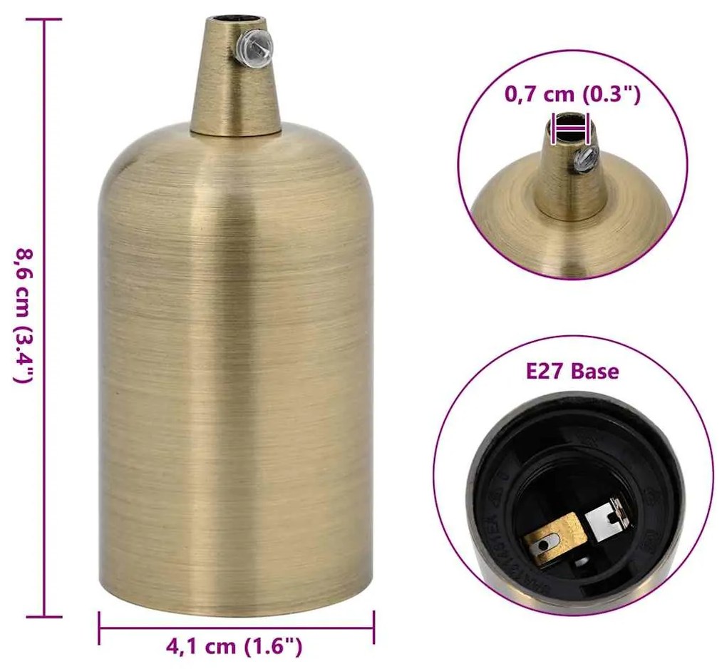 Casquilhos de lâmpadas 2 pcs Bronze E27