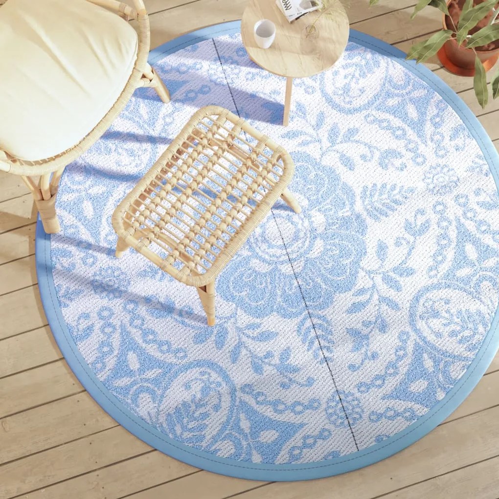 Tapete de exterior Ø160 cm ARAKIL PP azul-bebé