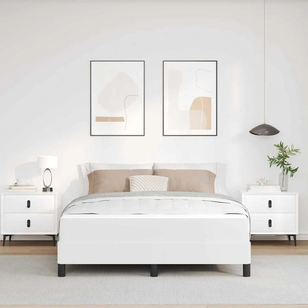 Cama Outros Branco Puro 140 x 200 cm Couro sintético