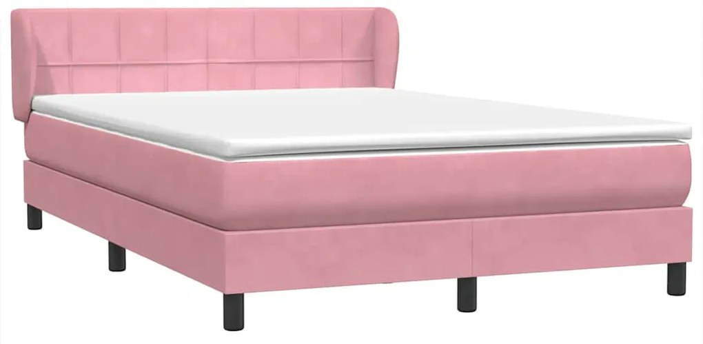 Cama com molas/colchão 140x210 cm veludo Rosa