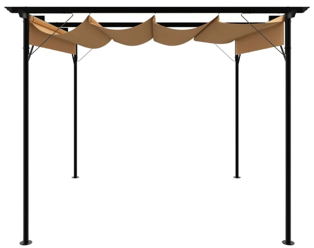 Pérgola com toldo retrátil 3x3 m 180 g/m² aço cinza-acastanhado