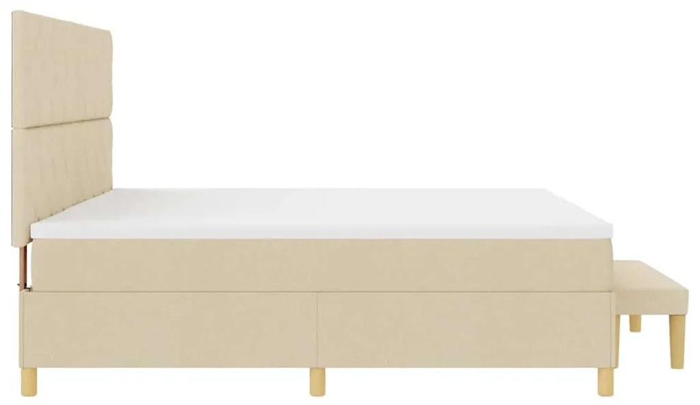 Cama Box Spring com Colchão e Banco Creme 200x200 cm Tecido