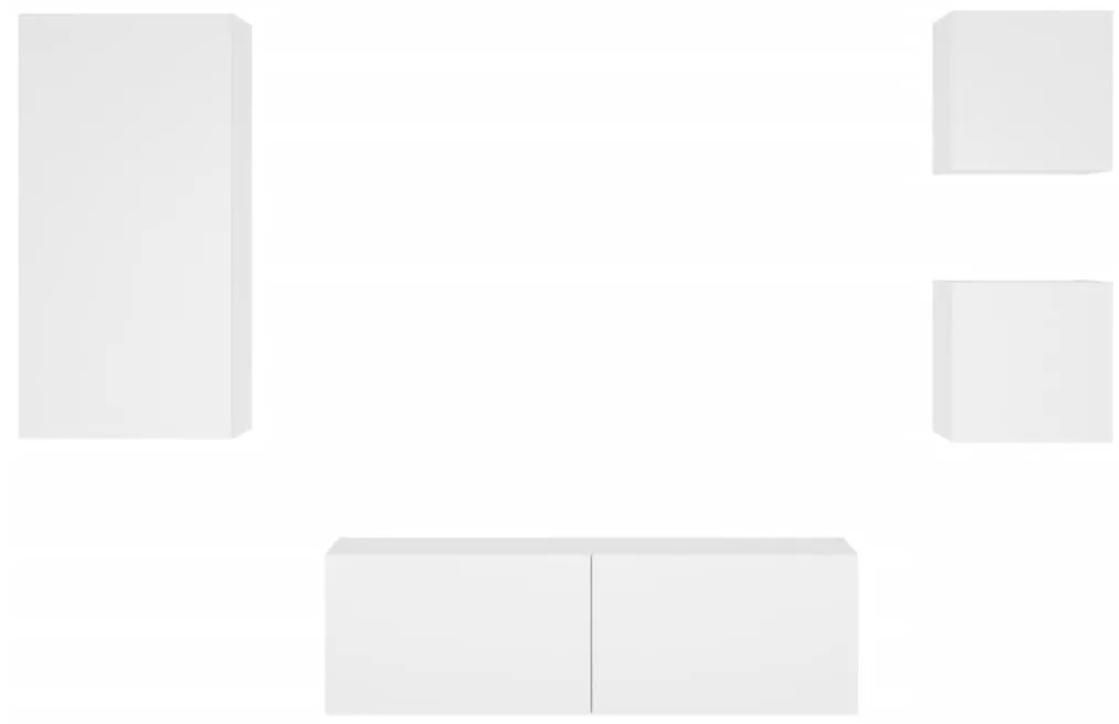 4 pcs móveis de parede para TV com luzes LED branco