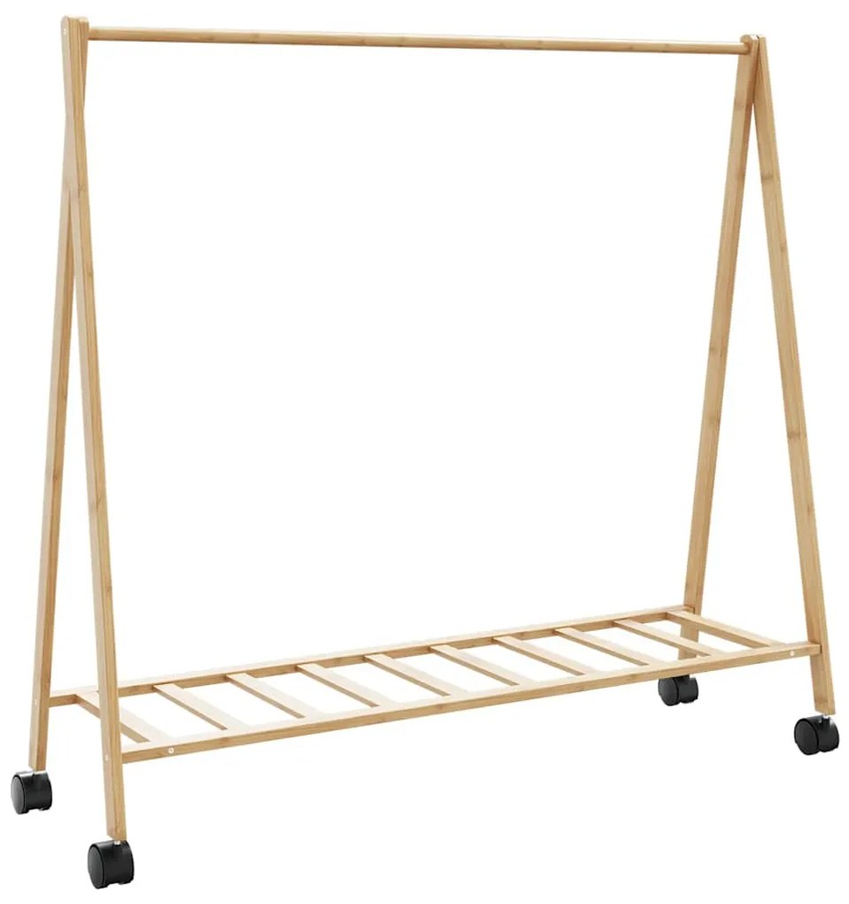 Cabide com prateleiras e rodas 106x34x106,5 cm bambu