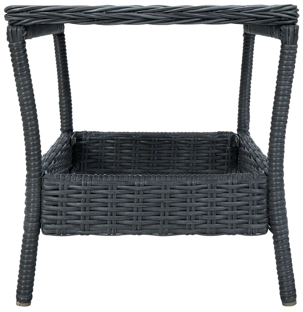 3 pcs conj. lounge jardim c/ almofadões vime PE cinzento-escuro