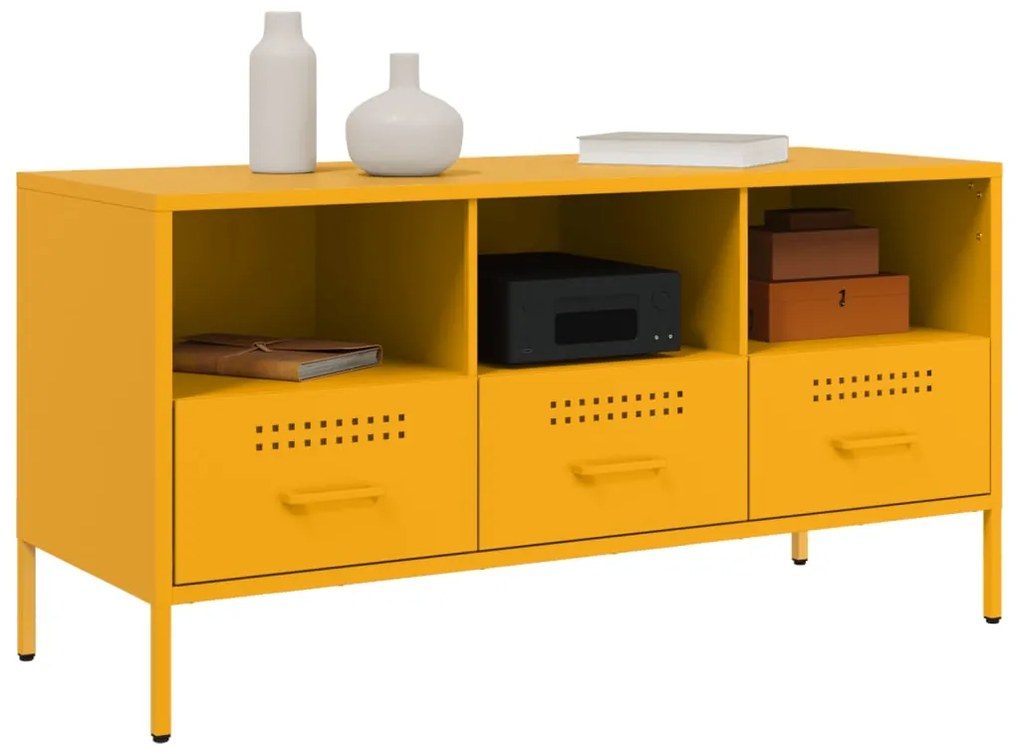 Móvel de TV 100,5x39x50,5 cm aço amarelo mostarda