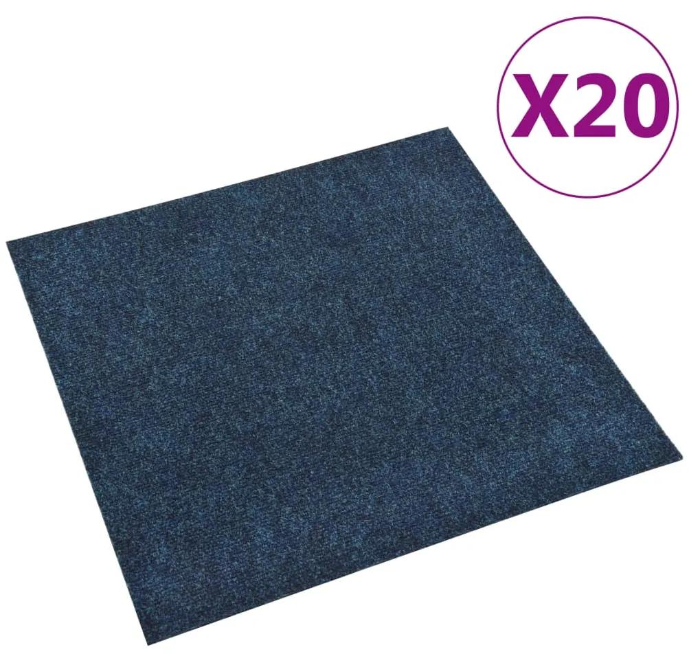 322420 vidaXL Ladrilhos de carpete para pisos 20 pcs 5 m² azul-marinho