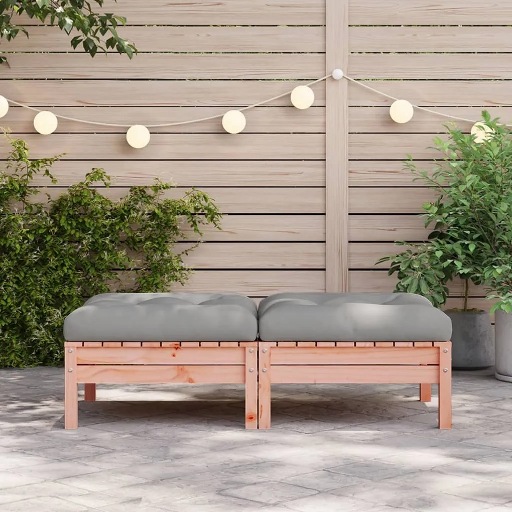 Apoios de pés jardim c/ almofadões 2pcs madeira douglas maciça