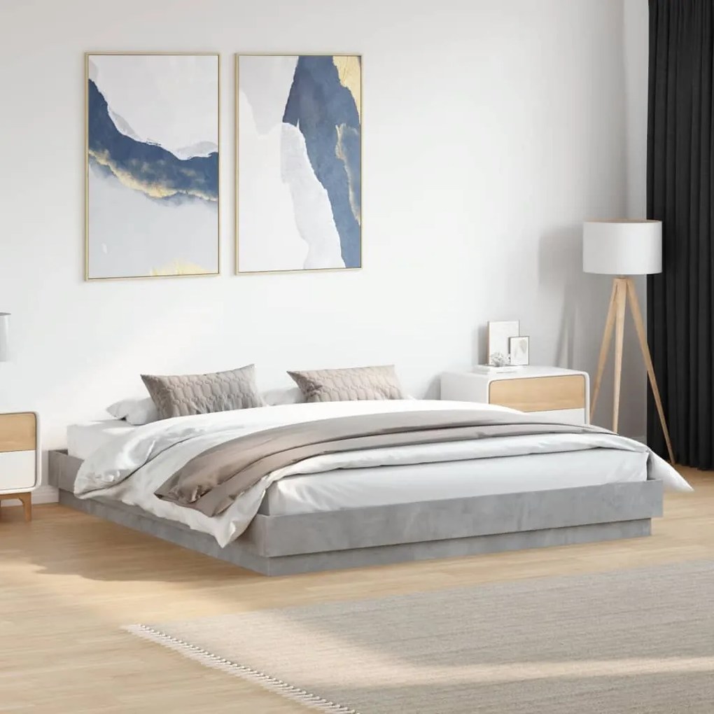Estrutura de cama 180x200 cm derivados de madeira cinza cimento