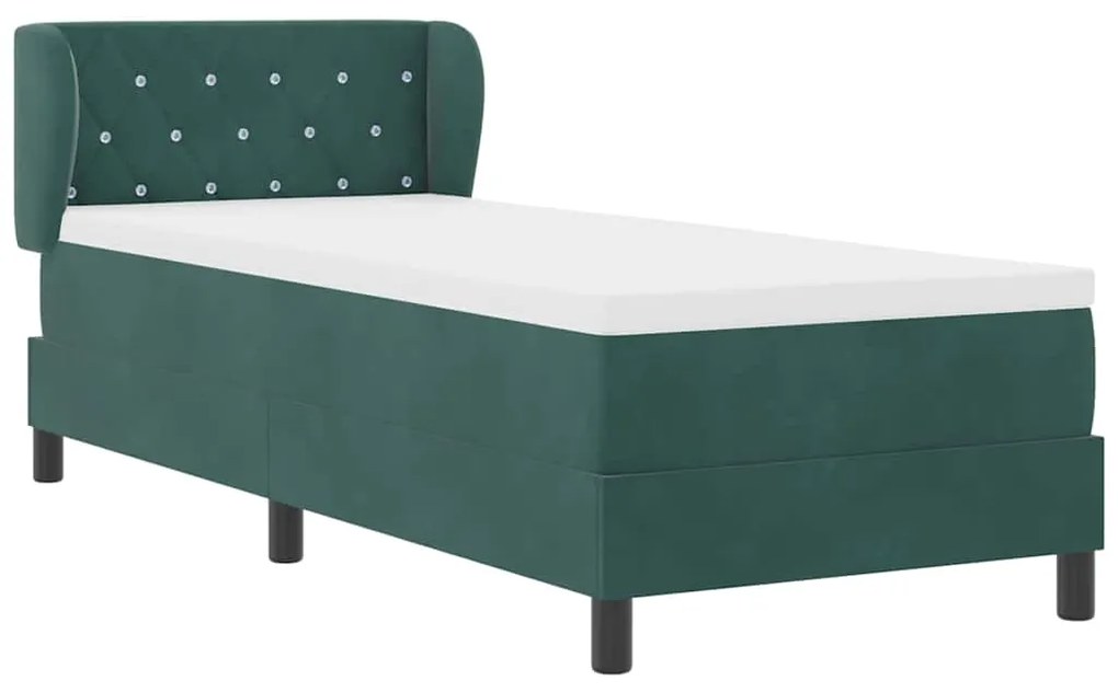 Cama Box Spring vidaXL com Colchão Verde Escuro 80x200 cm em Veludo