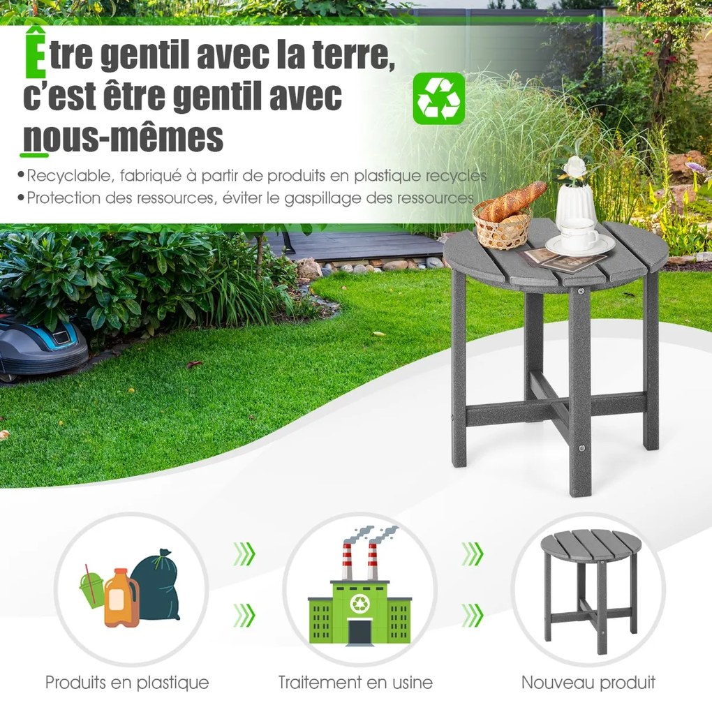 Mesa lateral com material resistente às intempéries para pátio/varanda/jardim - Branco