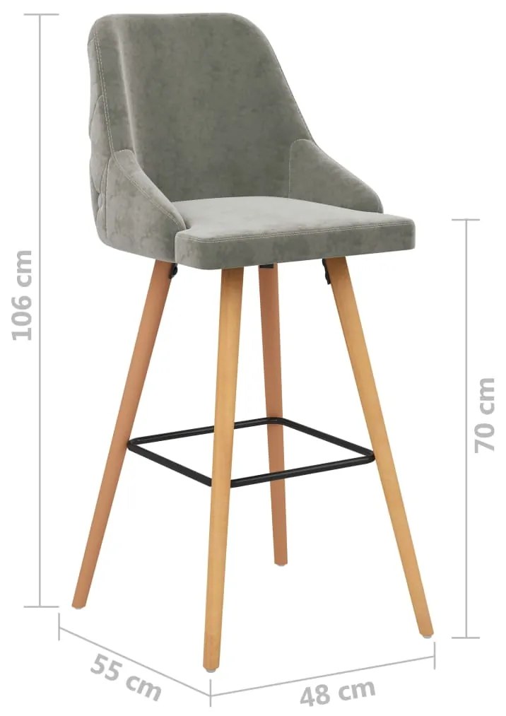 Bancos de bar 2 pcs veludo cinzento-claro