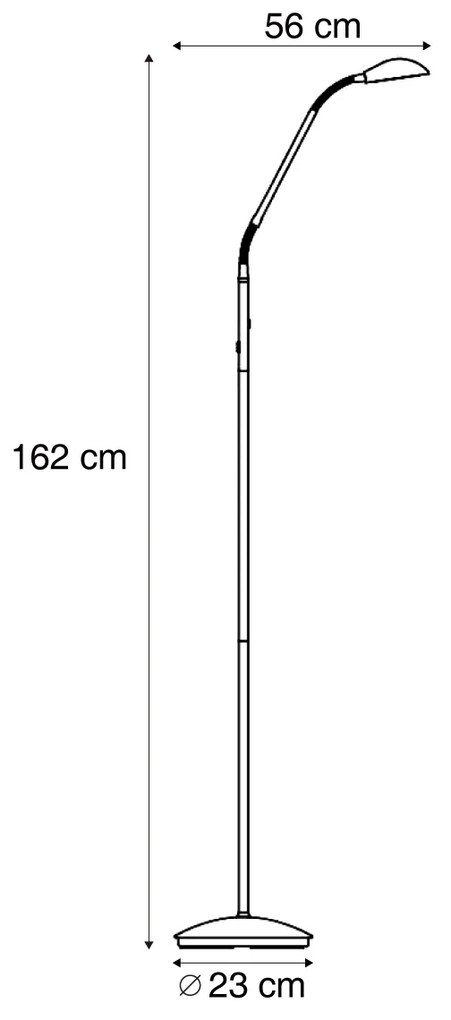 Candeeiro de pé moderno latão incluindo LED regulável em 3 níveis recarregável - Waldorf Moderno