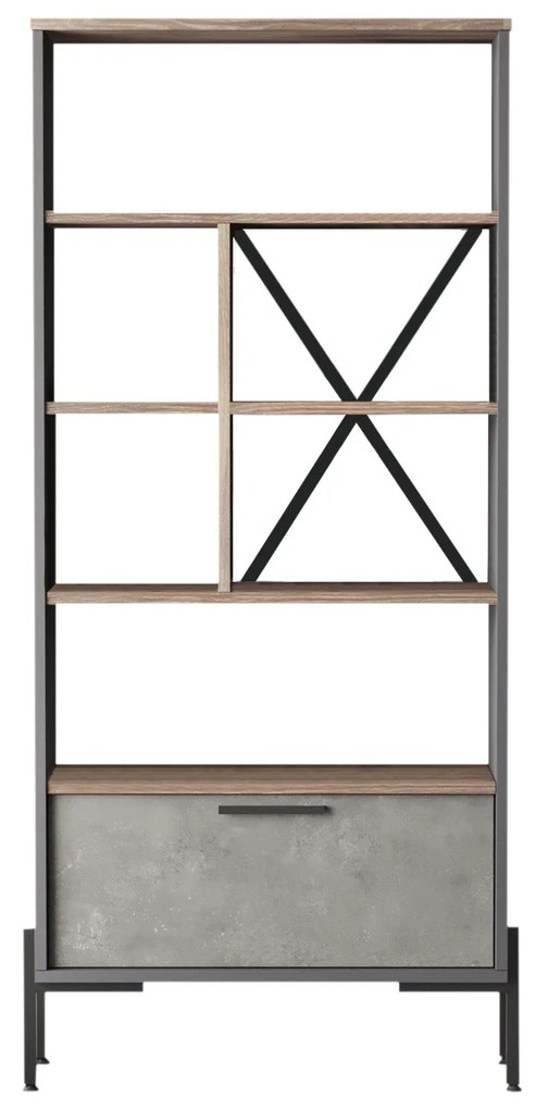 Estante VS4 – Castanho, Cinzento e Antracite – 75,5x160,8x44,5 cm
