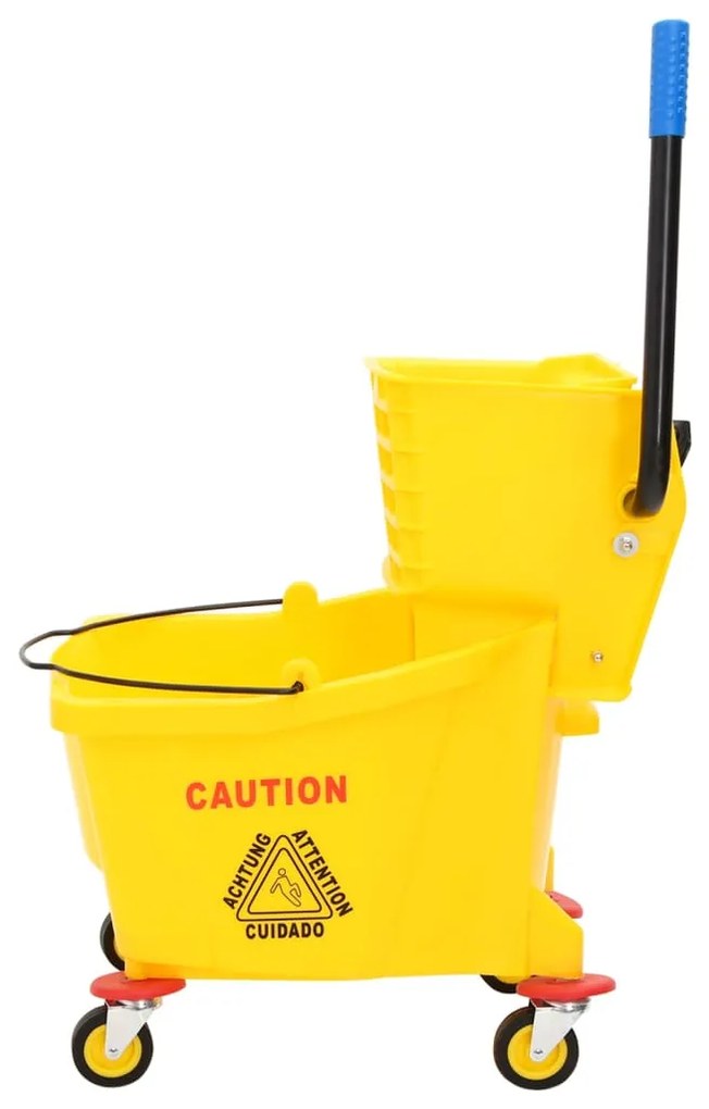 Balde de esfregona com espremedor e rodas 36 L PP amarelo