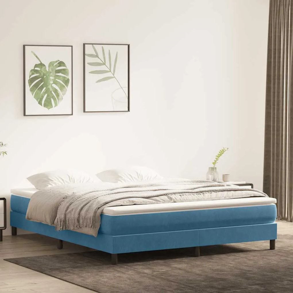 vidaXL Cama com molas sem colchão 180x220 cm veludo azul-escuro