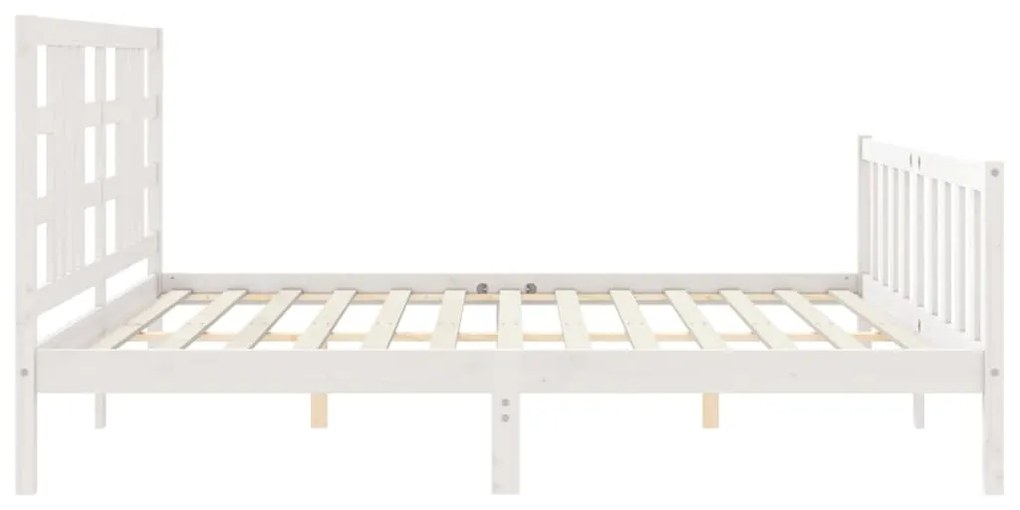 Cama sem colchão 200x200 cm madeira de pinho maciça branco