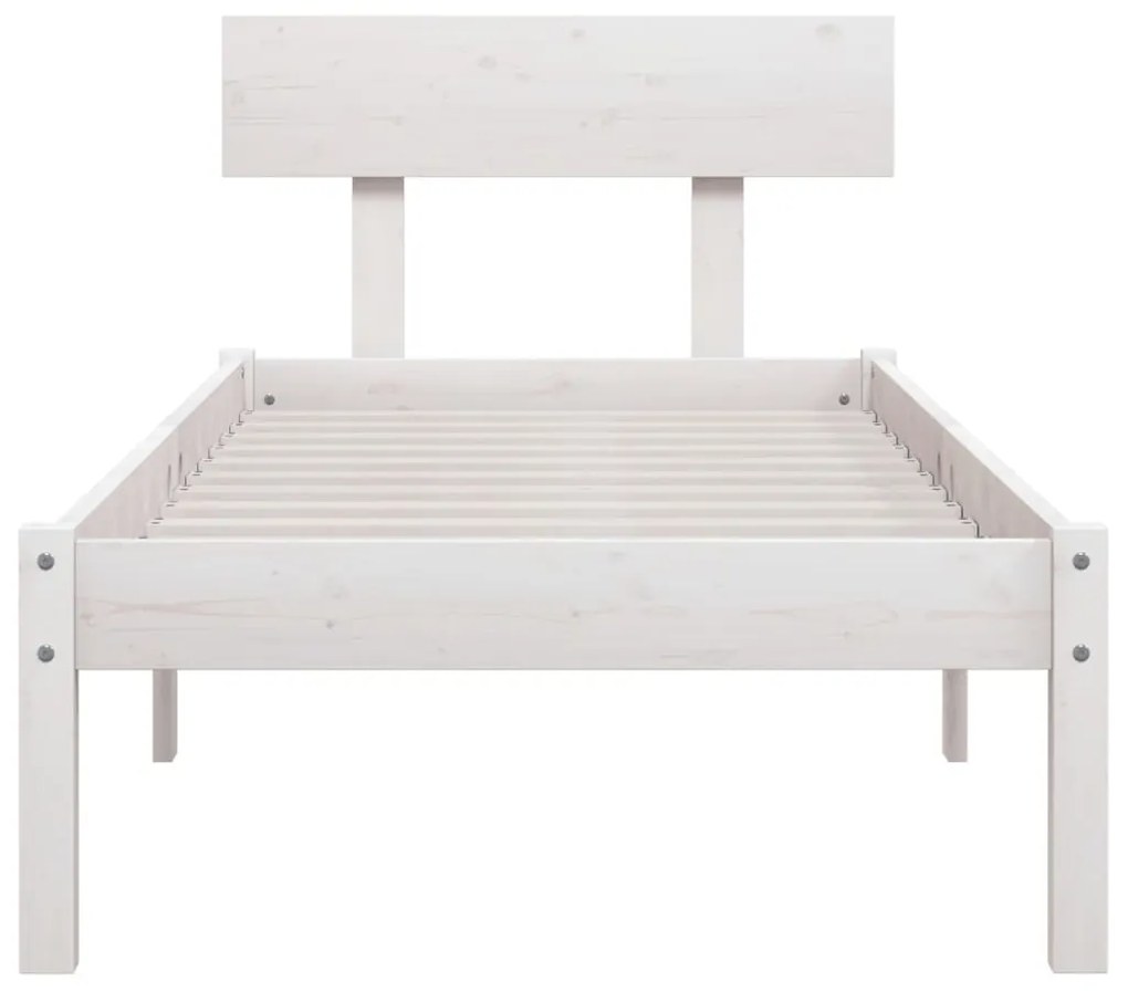 Estrutura cama pequena solteiro UK 75x190cm pinho maciço branco