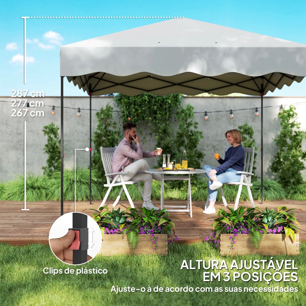 Tenda Dobrável Pop UP Tenda 3x3 m Tenda para Eventos com 4 x Sacos de areia e com Proteção UV50+ Altura Ajustável e Bolsa de Transporte Branco