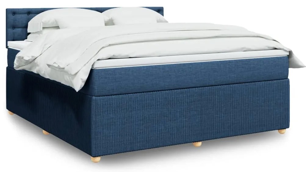 Cama com molas/colchão 180x200 cm tecido azul