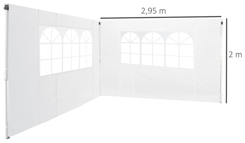 Outsunny 2 Paredes Laterais para Tenda 3x2 m Parede Lateral de Tecido