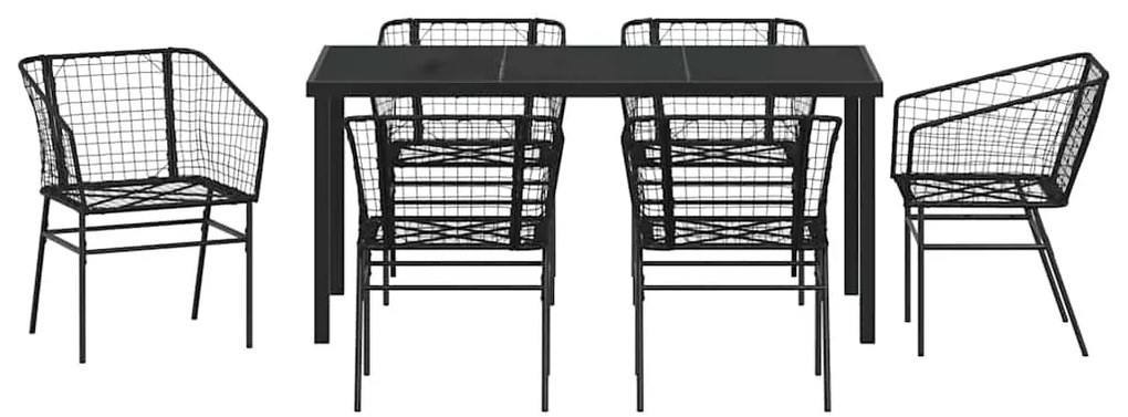 Conjunto de Jantar de Jardim com 7 Peças Preto em Rattan Sintético