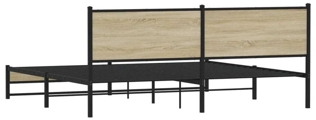 Estrutura de cama sem colchão 200x200cm metal carvalho sonoma