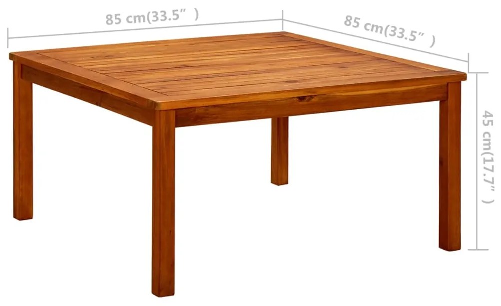 Mesa de centro p/ jardim 85x85x45 cm madeira de acácia maciça