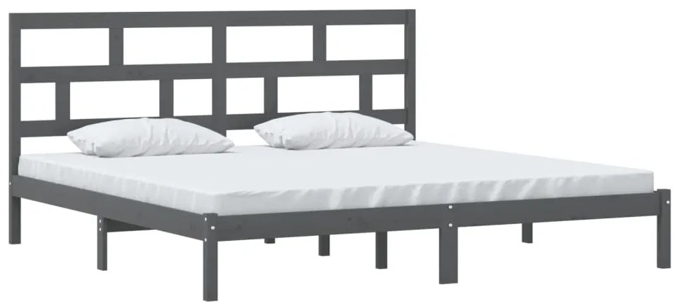 Estrutura de cama 200x200 cm pinho maciço cinzento