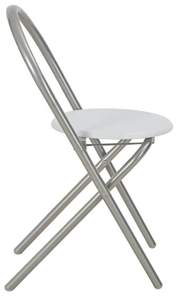 3 pcs conjunto jantar dobrável com prateleira MDF e aço branco