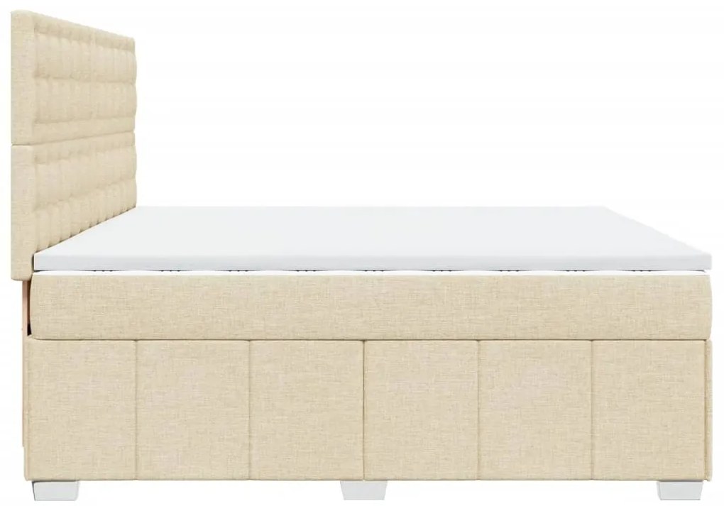 Cama com molas/colchão 200x200 cm tecido cor creme
