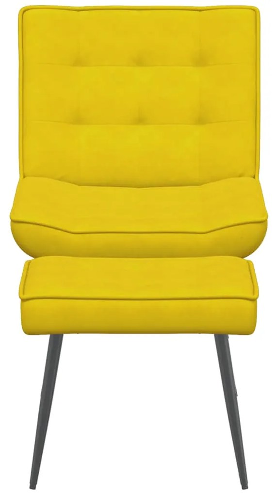 Cadeira de relaxamento com banco em veludo amarelo
