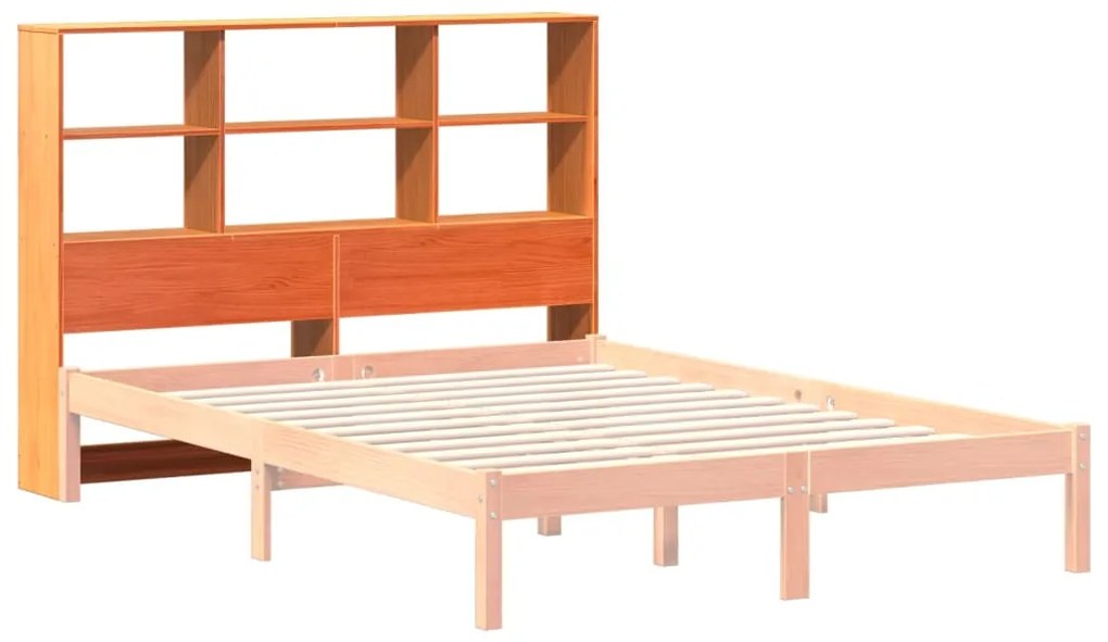 Cabeceira com arrumação 120 cm pinho maciço castanho-mel