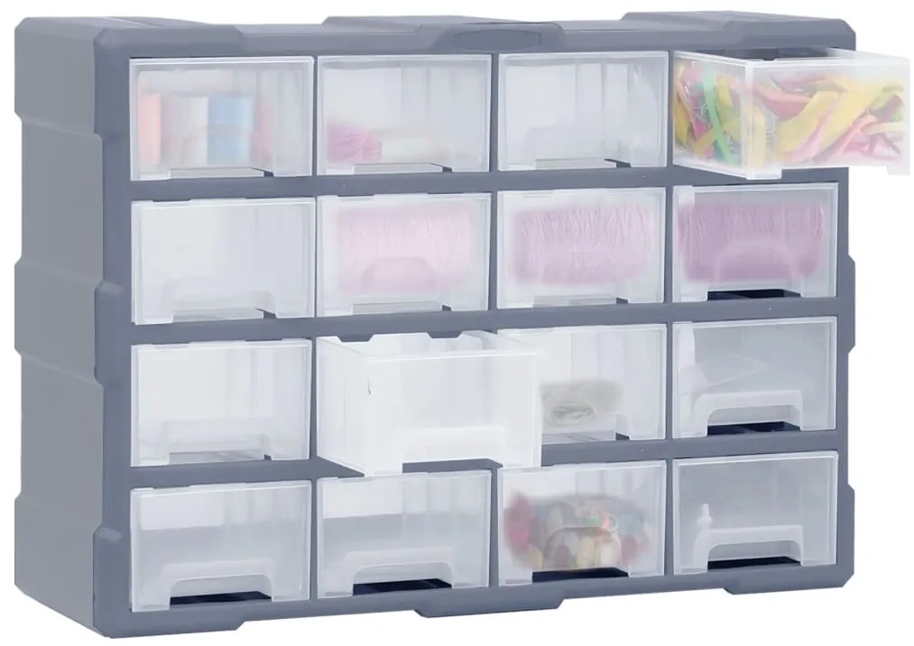 Caixa organizadora com 16 gavetas médias 52x16x37 cm
