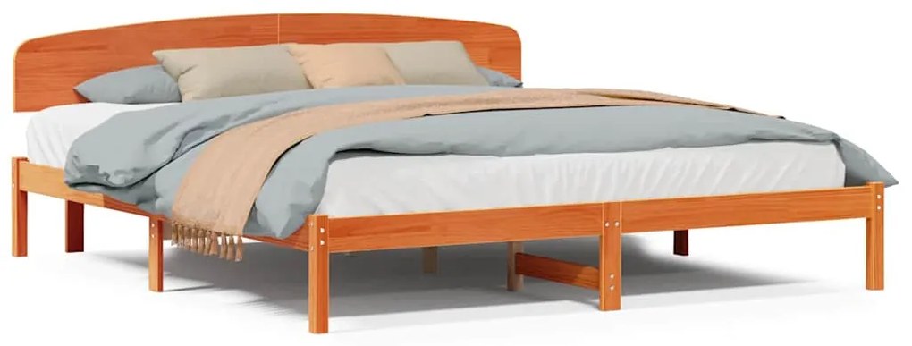 Estrutura de Cama com Cabeceira Castanho Encerado 180x200 cm Madeira M