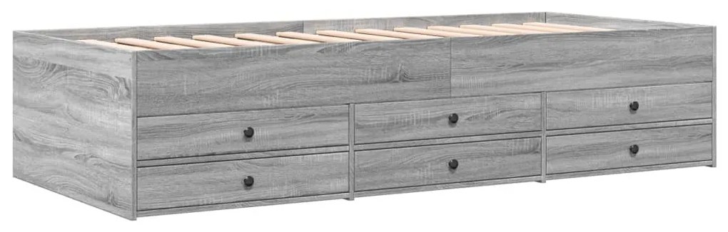 Sofá-cama com gavetas sem colchão 90x200 cm cinzento sonoma