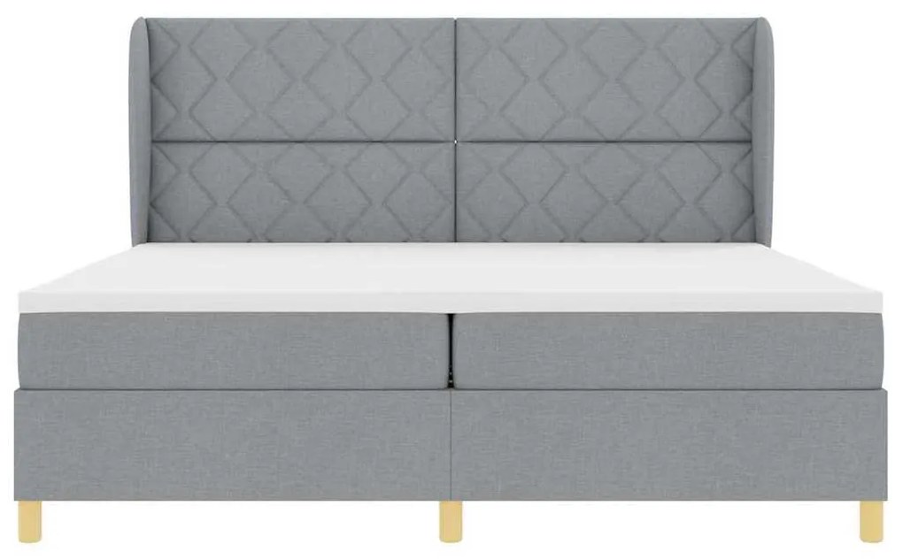 Cama Box Spring com Colchão cinza claro 200x200 cm tecido