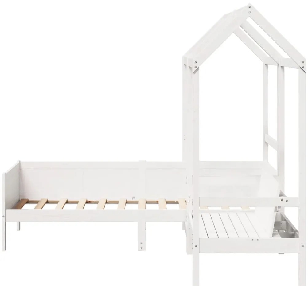 Conj. sofá-cama e banco c/ telhado 90x190cm pinho maciço branco