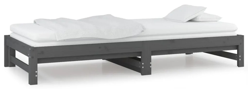 Sofá-cama de puxar 2x(80x200) cm pinho maciço cinza