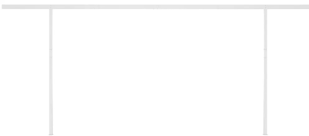 Toldo retrátil manual com postes 6x3 m azul e branco