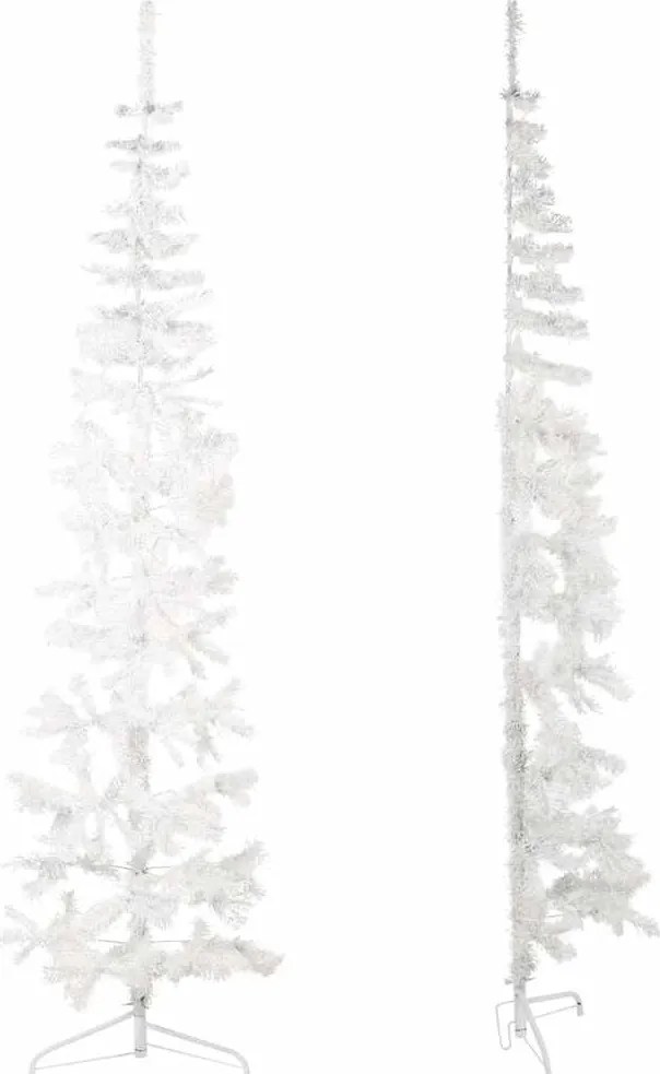 Meia árvore de Natal fina com suporte 240 cm branco