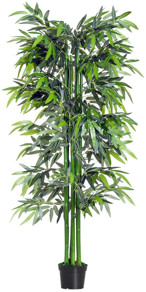 Outsunny Bambu Artificial Decorativo Sintético 180cm Resistente UV Casa Jardim Verde | Aosom Portugal