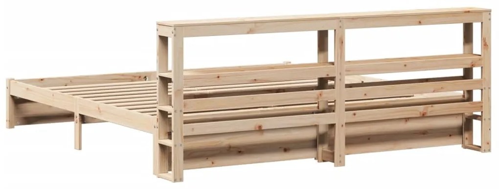 Estrutura de cama com cabeceira 180x200 cm pinho maciço