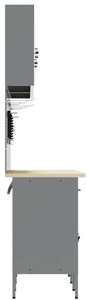 Conjunto de Armário vidaXL Conjunto de 10 Preto Aço 200 x 55 x 200 cm