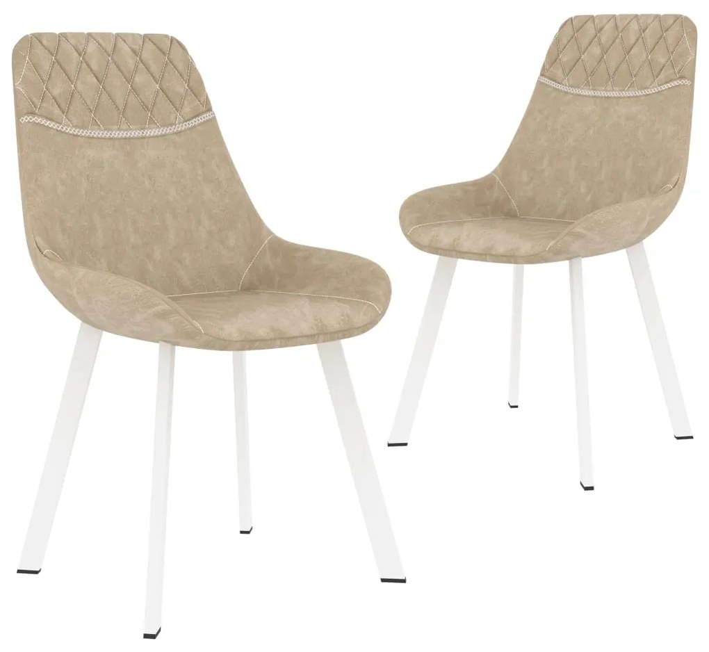 vidaXL Cadeiras de jantar 2 pcs couro artificial cor creme